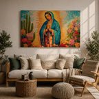 Our Lady of Guadalupe Wall Art Radiant Halo Framed Canvas La Guadalupana Catholic Decor