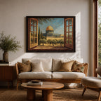 Masjid Al Aqsa Wall Art Palestine Window View Framed Canvas Jerusalem Mosque Islamic Decor