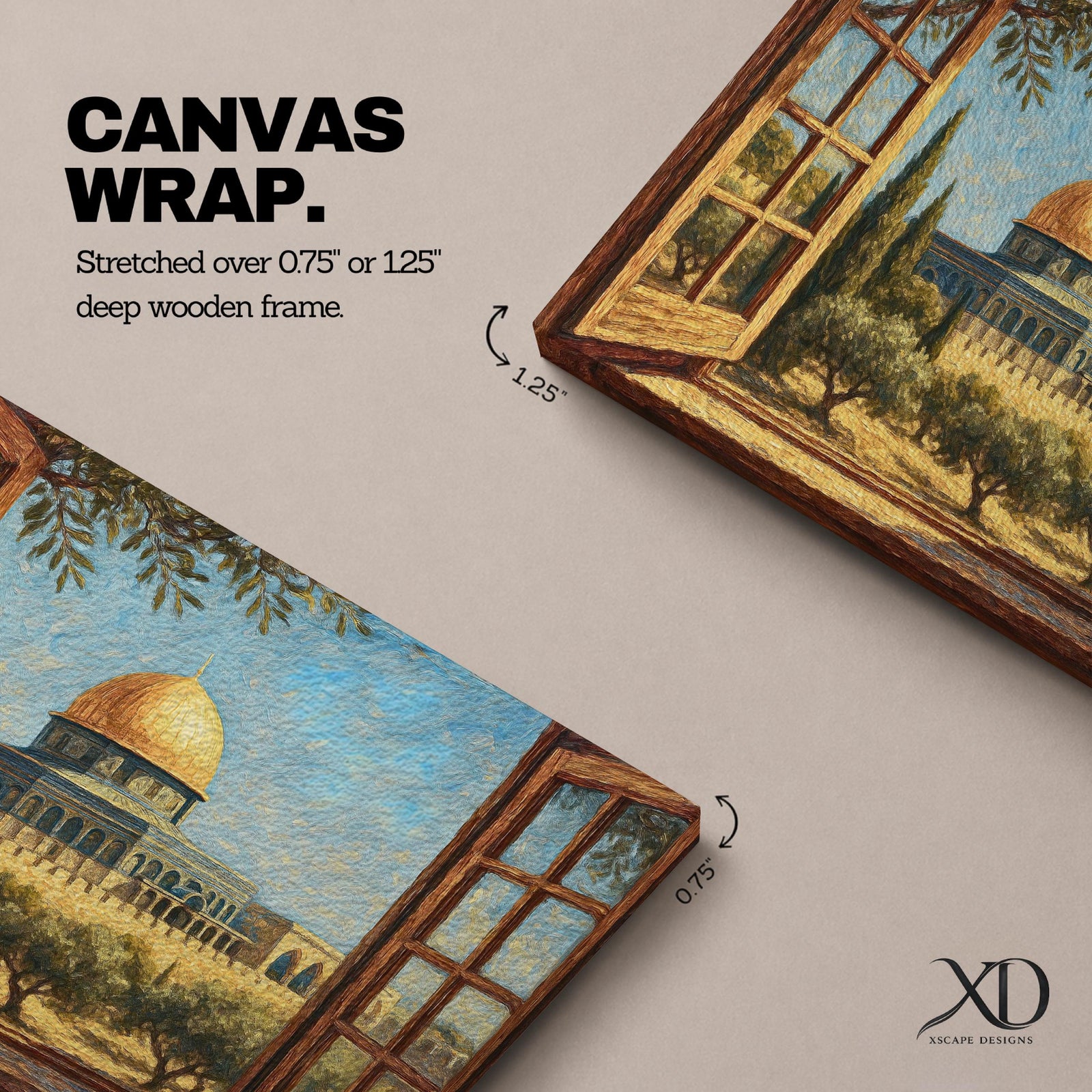 Masjid Al Aqsa Wall Art Palestine Window View Framed Canvas Jerusalem Mosque Islamic Decor