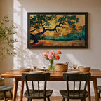 Oak Tree Wall Art Quercus Framed Canvas Landscape Sunset Rustic Farmhouse Home Decor
