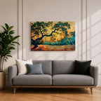 Oak Tree Wall Art Quercus Framed Canvas Landscape Sunset Rustic Farmhouse Home Decor