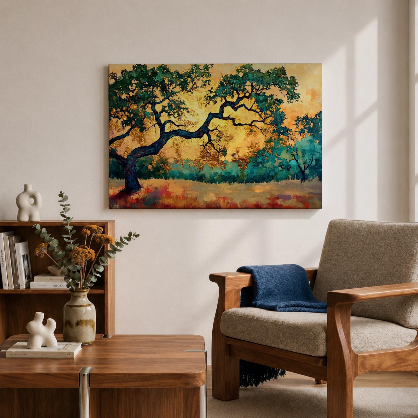 Oak Tree Wall Art Quercus Framed Canvas Landscape Sunset Rustic Farmhouse Home Decor