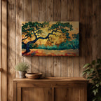 Oak Tree Wall Art Quercus Framed Canvas Landscape Sunset Rustic Farmhouse Home Decor