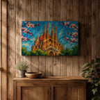 Sagrada Familia Wall Art Barcelona Cathedral Framed Canvas Spain Gaudi Impasto City Home Decor
