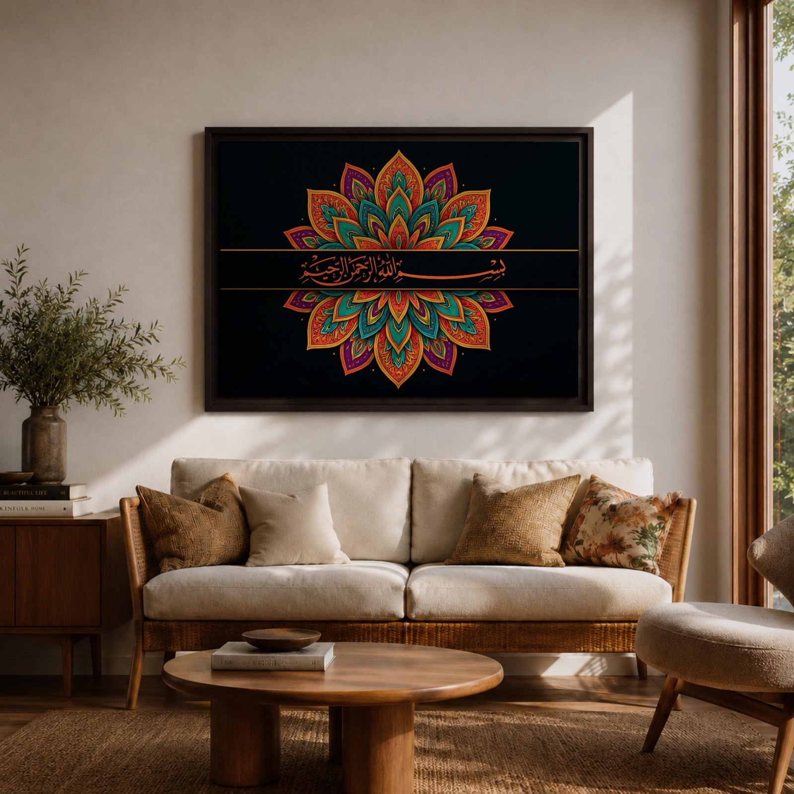 Bismillah Wall Art Arabic Calligraphy Framed Canvas Quran Ramadan Islamic Allah Muslim Home Decor