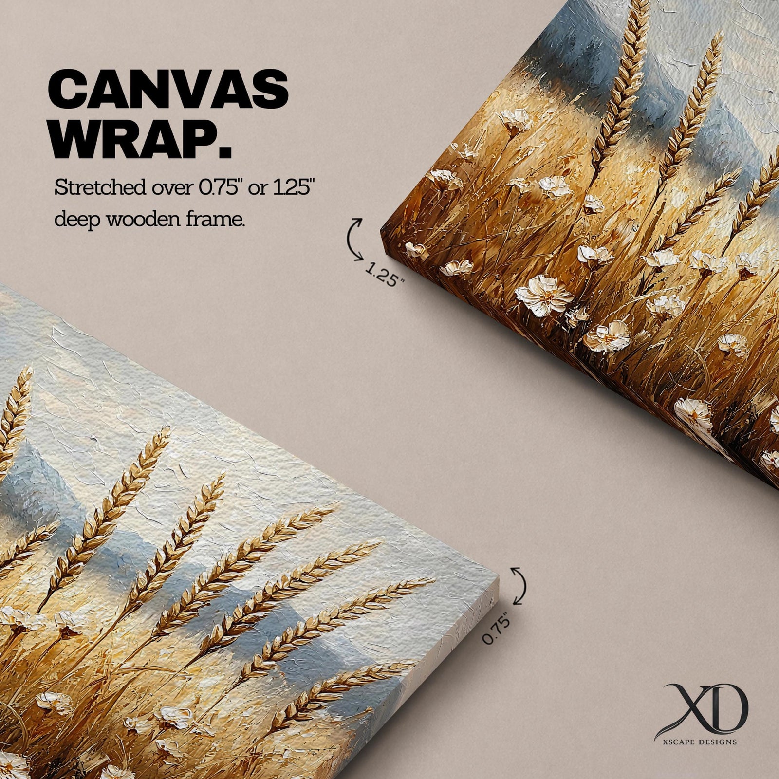 Wheat Field Wall Art Barley Field Framed Canvas Harvest Rustic Landscape Farmhouse Home Decor