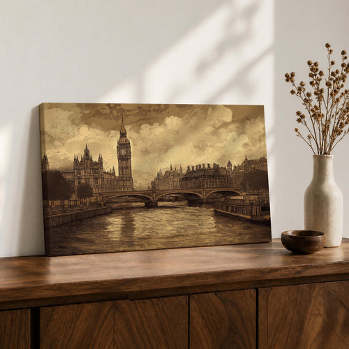Big Ben Wall Art Elizabeth Tower Framed Canvas London Westminster Vintage British Home Decor