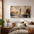 Big Ben Wall Art Elizabeth Tower Framed Canvas Westminster London Watercolor City Home Decor