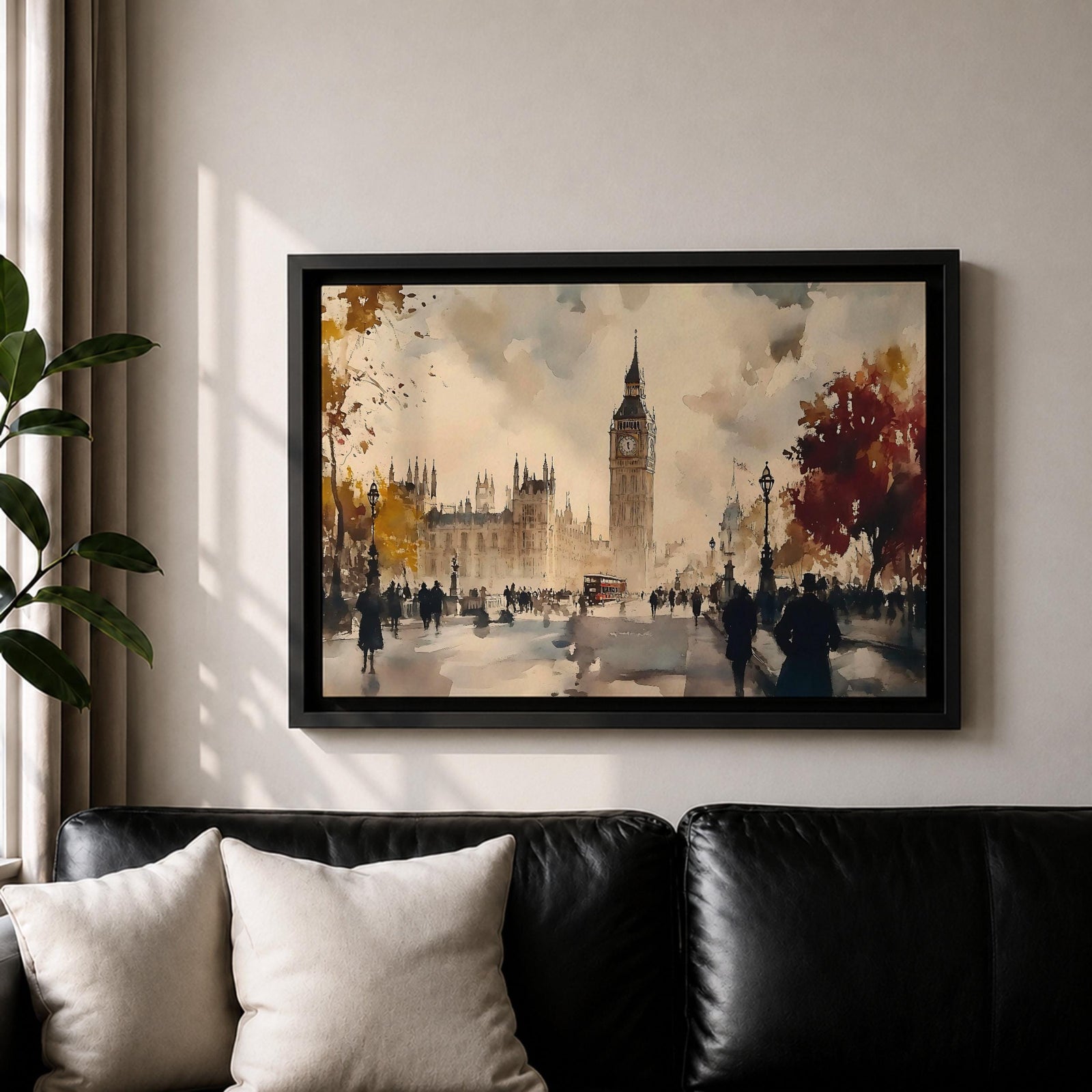 Big Ben Wall Art Elizabeth Tower Framed Canvas Westminster London Watercolor City Home Decor