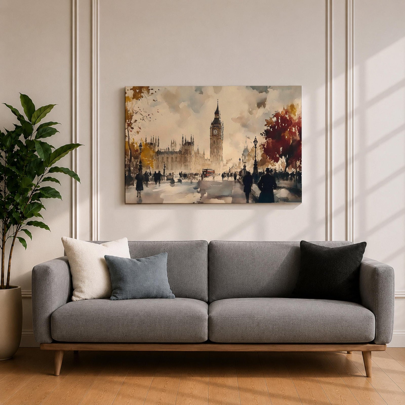 Big Ben Wall Art Elizabeth Tower Framed Canvas Westminster London Watercolor City Home Decor