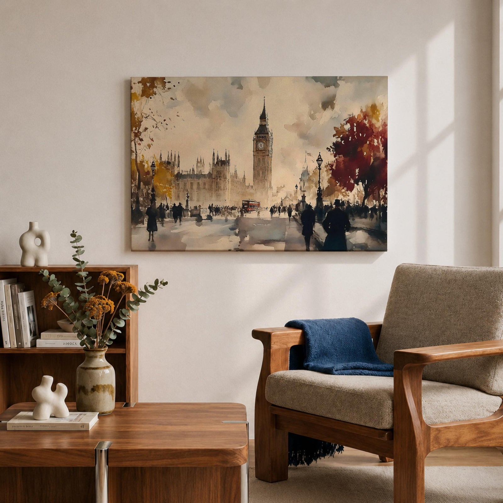 Big Ben Wall Art Elizabeth Tower Framed Canvas Westminster London Watercolor City Home Decor