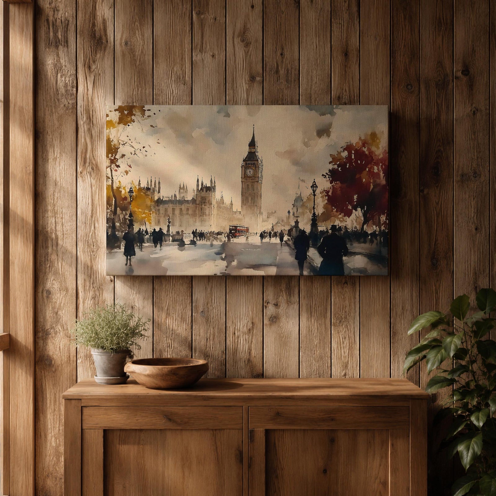 Big Ben Wall Art Elizabeth Tower Framed Canvas Westminster London Watercolor City Home Decor