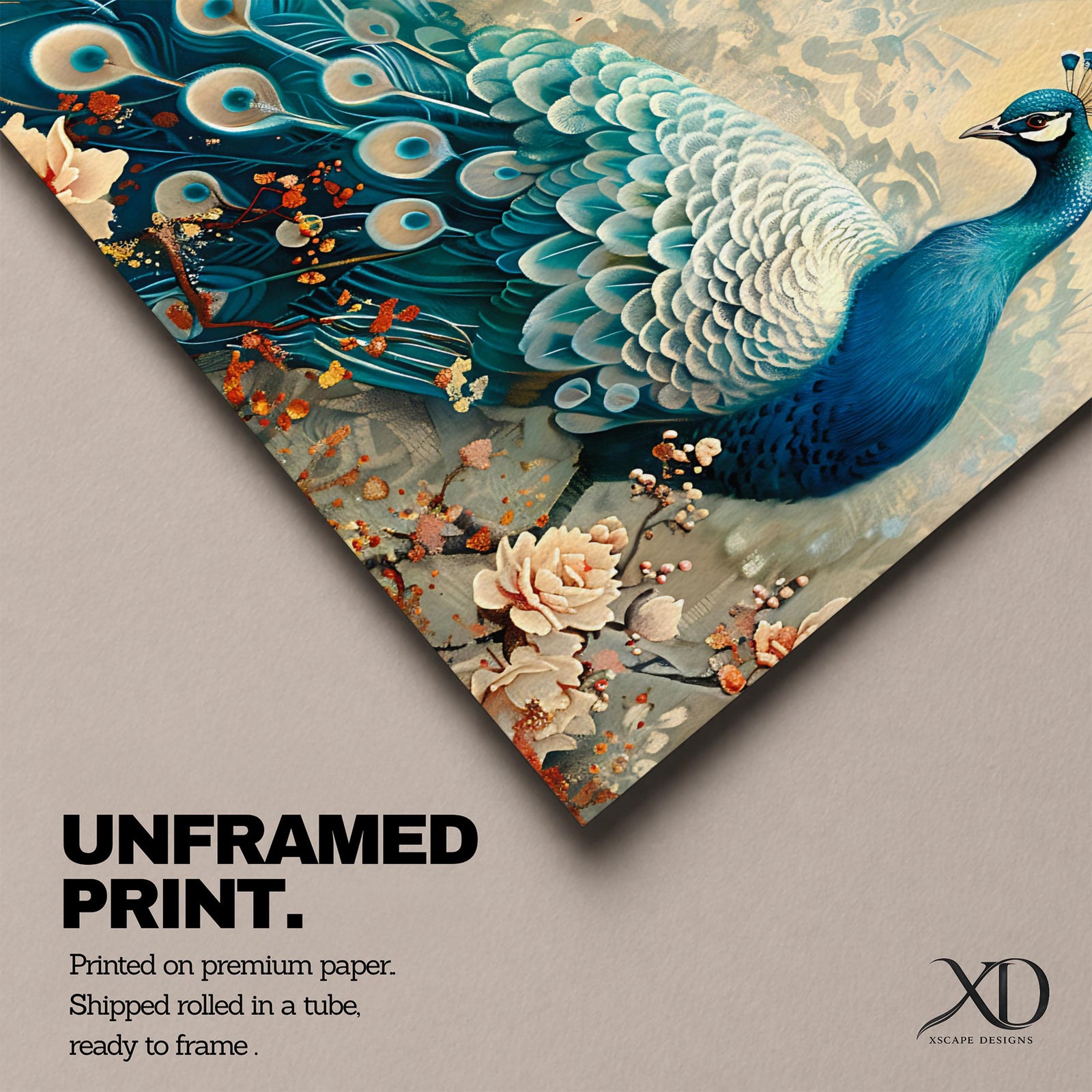 Peacock Wall Art Peafowl Framed Canvas Floral Botanical Vintage Animal Home Decor