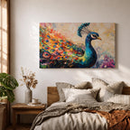 Peacock Wall Art Tropical Bird Framed Canvas Royal Feathers Jungle Wildlife Living Room Decor