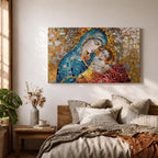 Blessed Virgin Mary Wall Art Madonna and Child Framed Canvas Catholic Mosaic Home Decor