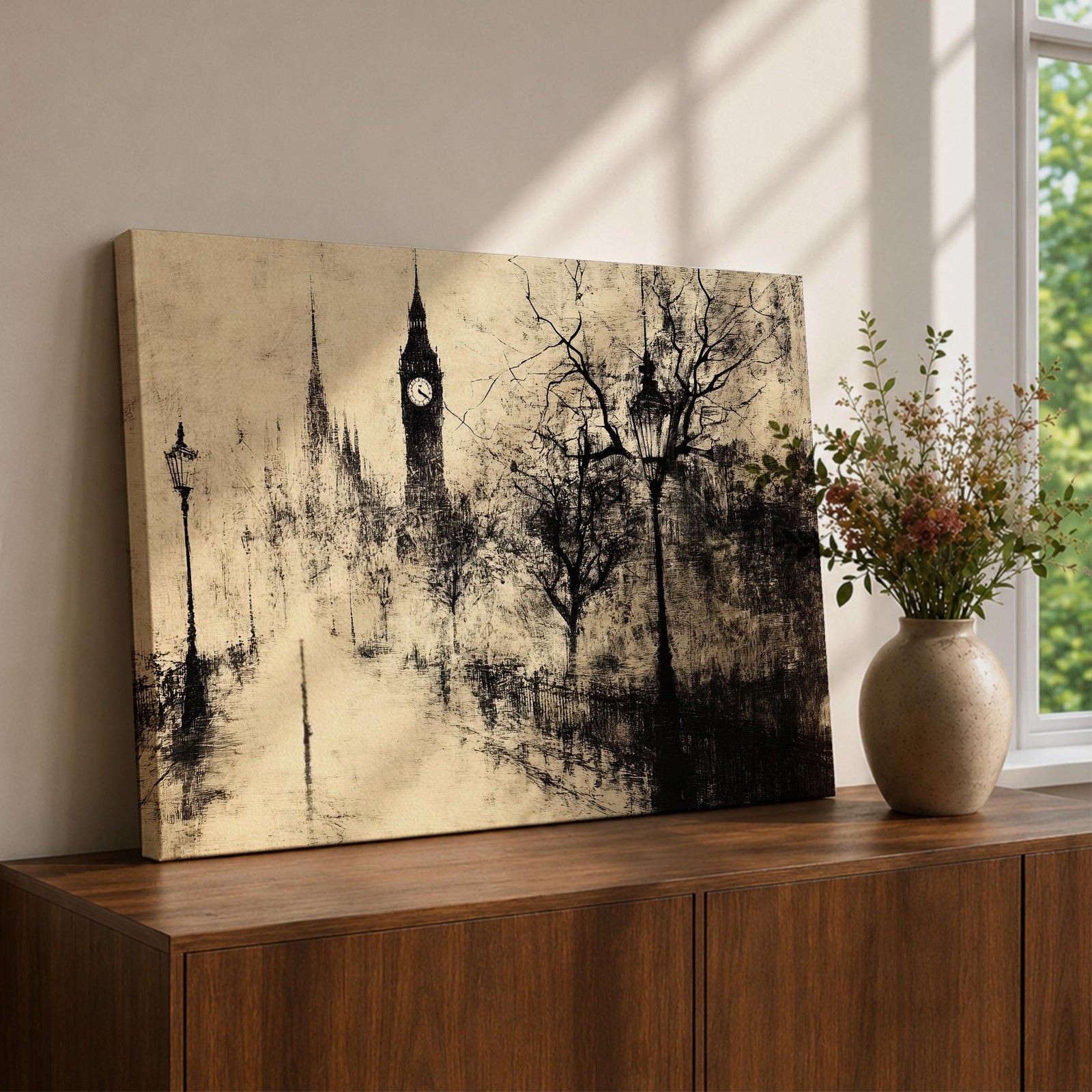 Big Ben Wall Art Elizabeth Tower Framed Canvas Vintage London British City Home Decor