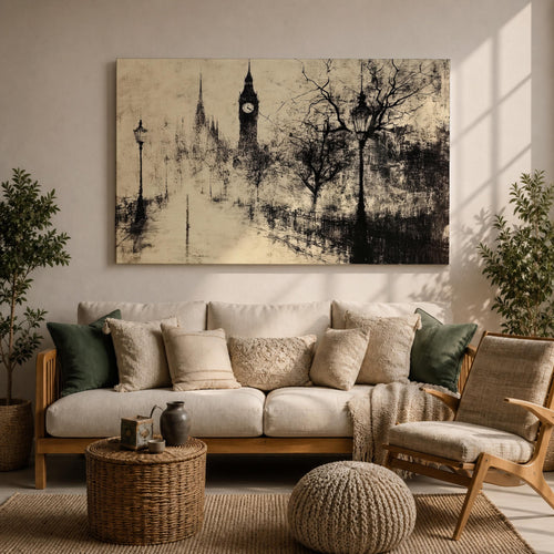 Big Ben Wall Art Elizabeth Tower Framed Canvas Vintage London British City Home Decor