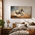 White Stallion Wall Art Mustang Framed Canvas Wild Spirit Running Western Rustic Home Decor