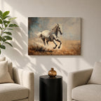 White Stallion Wall Art Mustang Framed Canvas Wild Spirit Running Western Rustic Home Decor