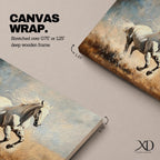 White Stallion Wall Art Mustang Framed Canvas Wild Spirit Running Western Rustic Home Decor