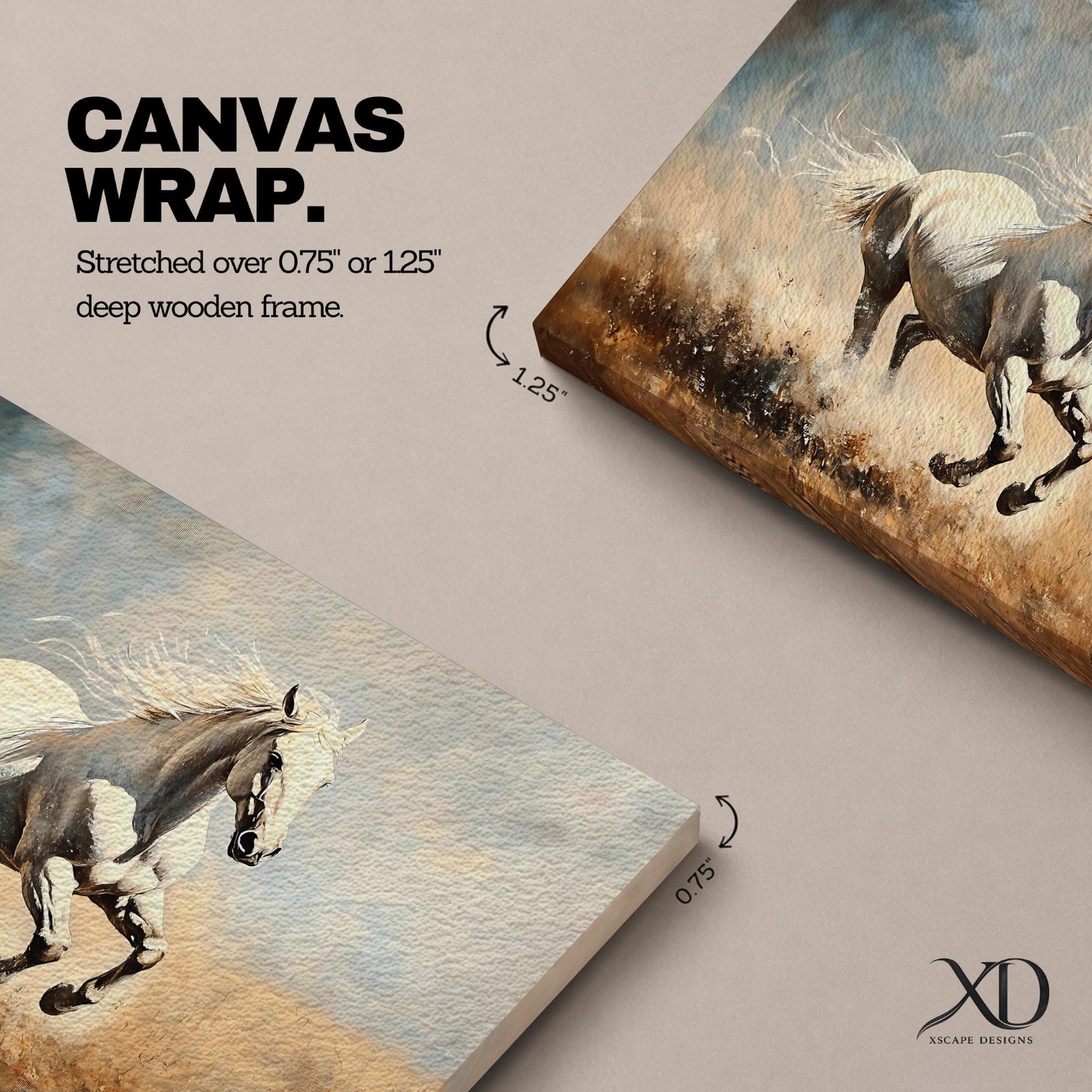 White Stallion Wall Art Mustang Framed Canvas Wild Spirit Running Western Rustic Home Decor