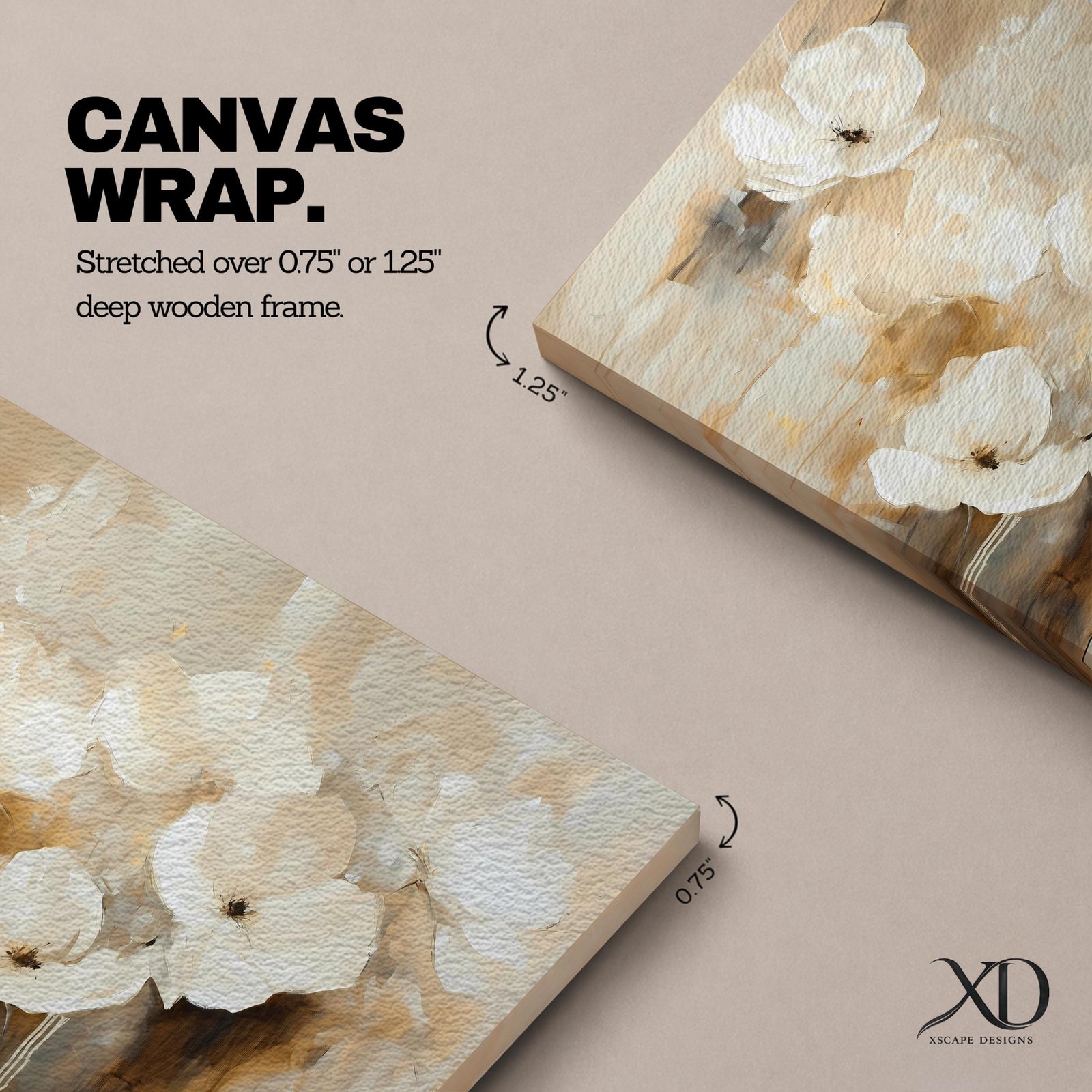White Flowers Wall Art Ivory Blossoms Framed Canvas Botanical Vintage Floral Cottage Home Decor