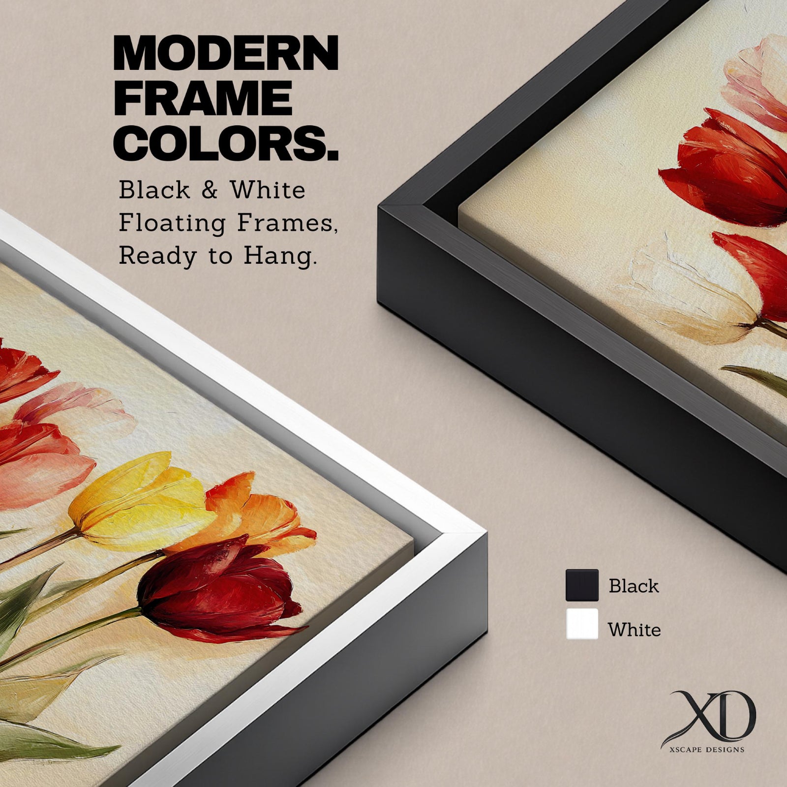 Tulip Wall Art Spring Tulips Framed Canvas Botanical Floral Vintage Cottage Home Decor