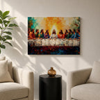 Last Supper Wall Art Jesus and Apostles Framed Canvas Biblical Impasto Christian Home Decor