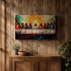 Last Supper Wall Art Jesus and Apostles Framed Canvas Biblical Impasto Christian Home Decor