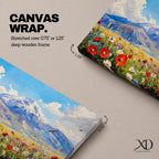 Mountain Wildflower Wall Art Alpine Meadow Framed Canvas Scenic Landscape Impasto Boho Home Decor