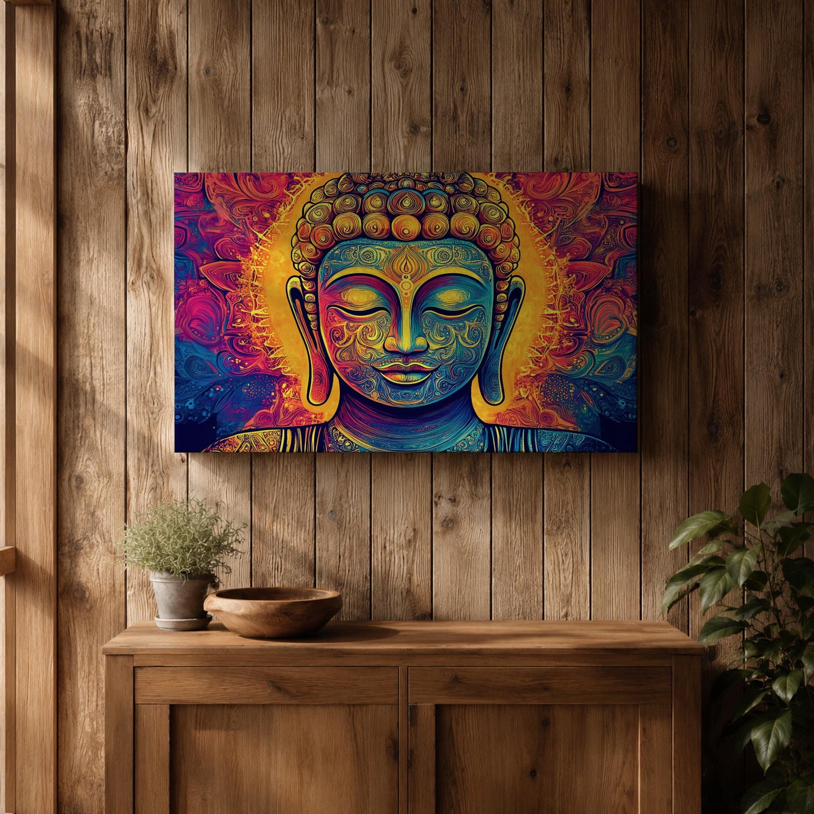 Buddha Wall Art Shakyamuni Framed Canvas Meditation Zen Buddhist Spiritual Living Room Decor