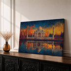 Taj Mahal Wall Art Agra Landmark Framed Canvas Sunset Reflection Boho Home Decor