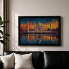 Taj Mahal Wall Art Agra Landmark Framed Canvas Sunset Reflection Boho Home Decor