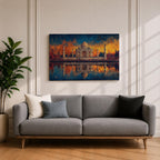 Taj Mahal Wall Art Agra Landmark Framed Canvas Sunset Reflection Boho Home Decor
