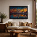 Taj Mahal Wall Art Agra Landmark Framed Canvas Sunset Reflection Boho Home Decor