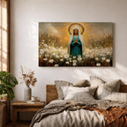 Virgin Mary Wall Art Our Lady Framed Canvas Marian Devotion Impasto Catholic Home Decor