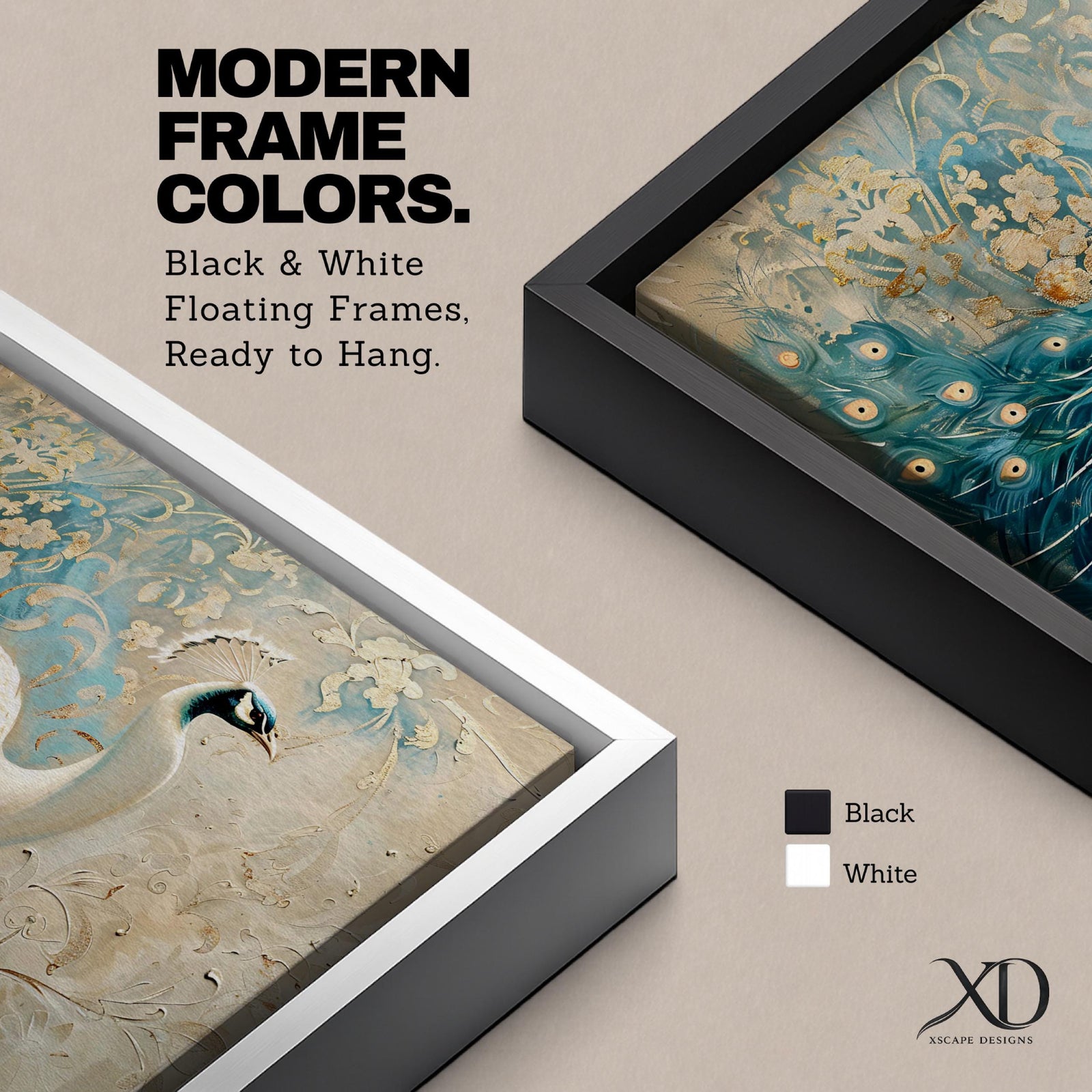 Peacock Wall Art Indian Peafowl Framed Canvas Ornate Bird Vintage Exotic Home Decor