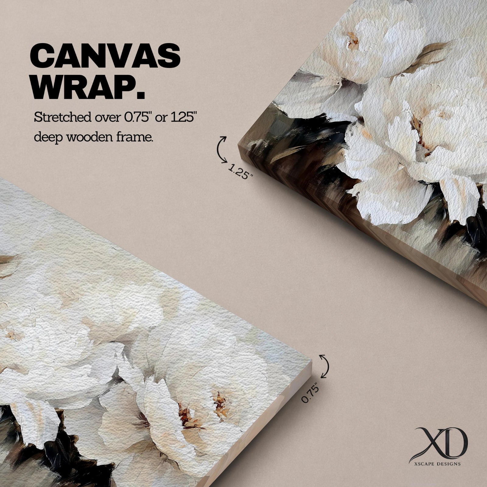White Peonies Wall Art Garden Peony Framed Canvas Impasto Floral Vintage Home Decor