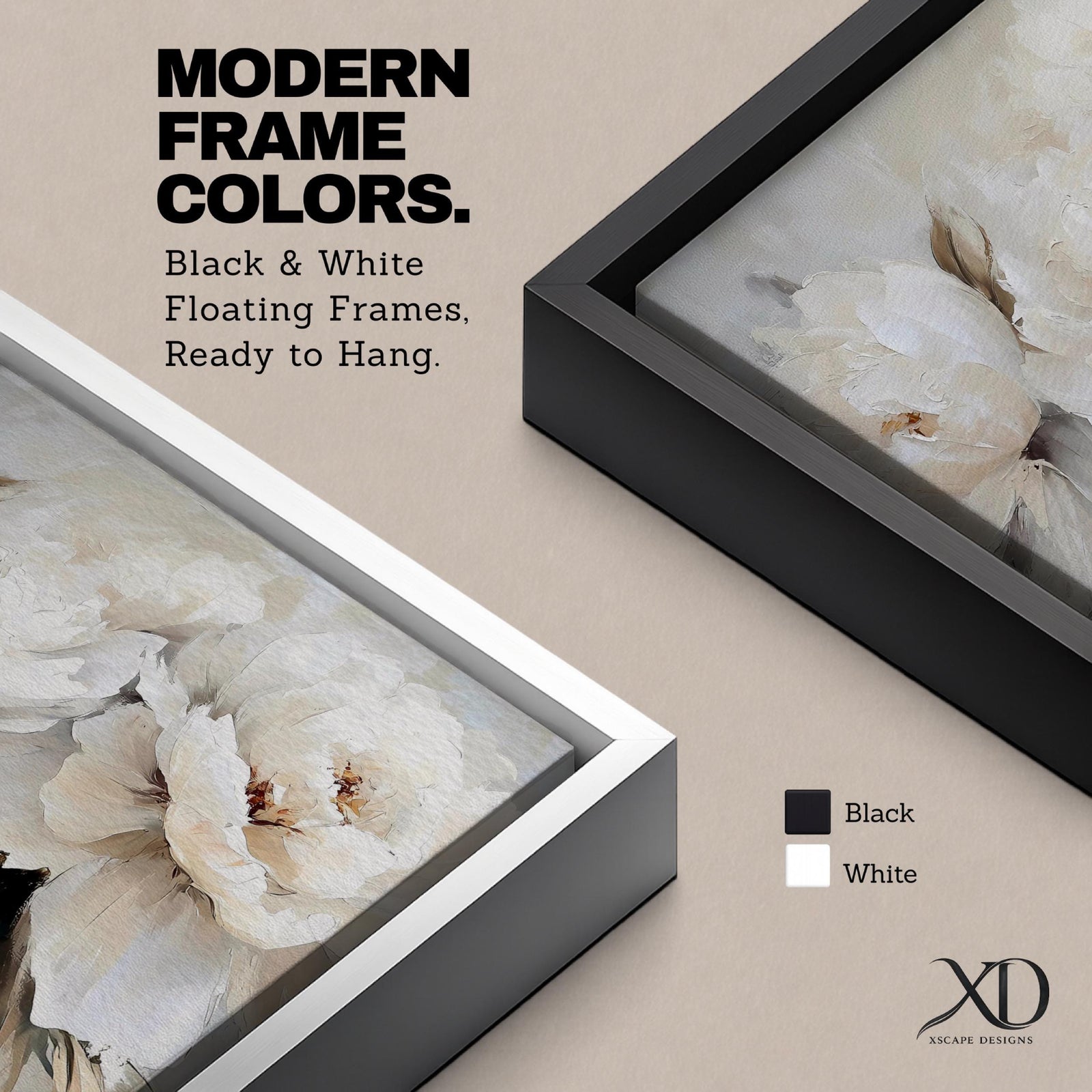 White Peonies Wall Art Garden Peony Framed Canvas Impasto Floral Vintage Home Decor