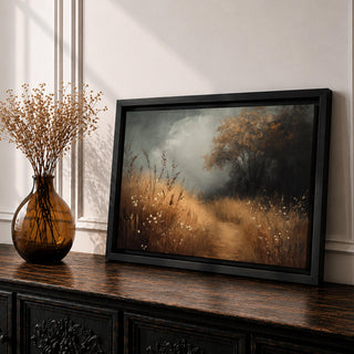 Meadow Landscape Wall Art Wildflower Field Framed Canvas Rustic Botanical Vintage Home Decor
