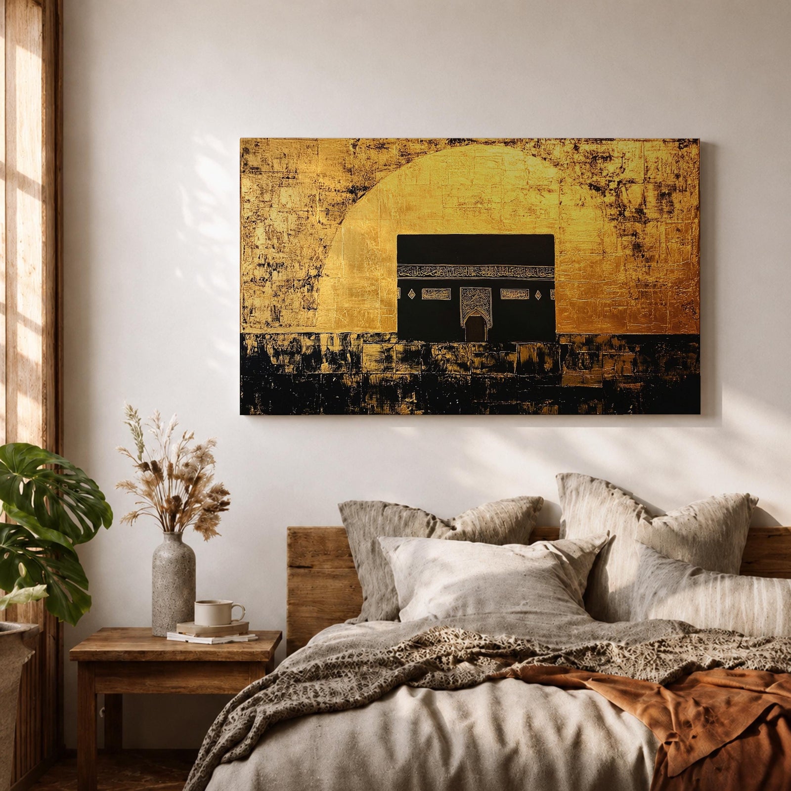 Kaaba Mecca Wall Art Sacred Kaaba Framed Canvas Islamic Mosque Prayer Room Decor