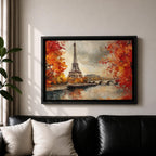 Eiffel Tower Wall Art Paris Landmark Framed Canvas French Cityscape Impasto Rustic Home Decor