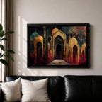 Islamic Archway Wall Art Moorish Arch Framed Canvas Ornate Palace Moroccan Home Decor