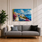 Santorini Landscape Wall Art Oia Greece Framed Canvas Coastal Living Room Boho Home Decor