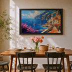Amalfi Coast Wall Art Costiera Amalfitana Framed Canvas Mediterranean Impasto Living Room Decor