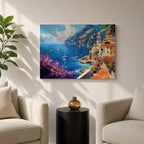 Amalfi Coast Wall Art Costiera Amalfitana Framed Canvas Mediterranean Impasto Living Room Decor