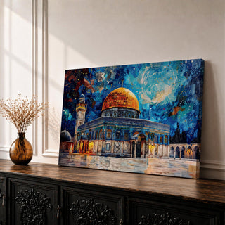 Dome of the Rock Wall Art Temple Mount Framed Canvas Islamic Architecture Home Decor
