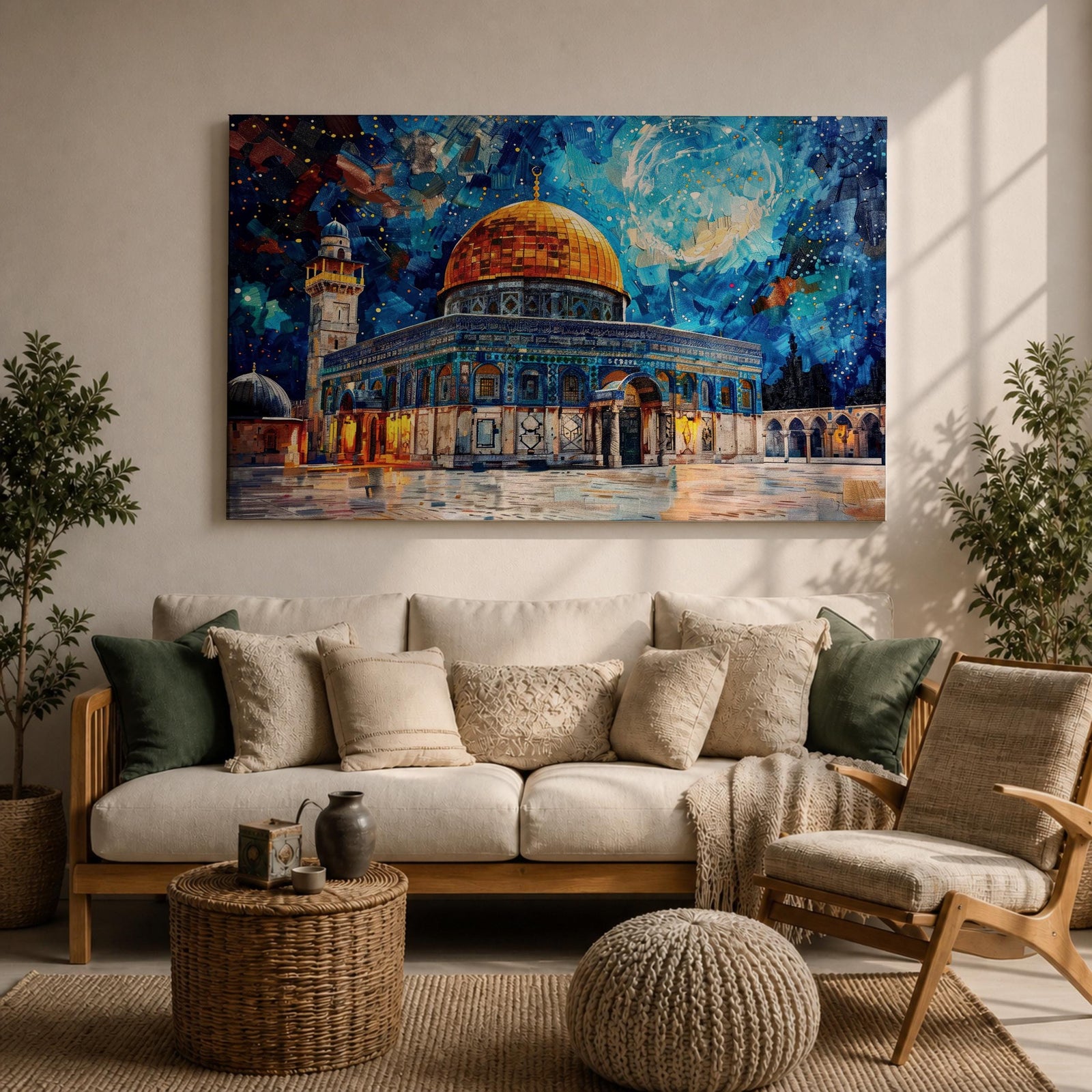 Dome of the Rock Wall Art Temple Mount Framed Canvas Islamic Architecture Home Decor