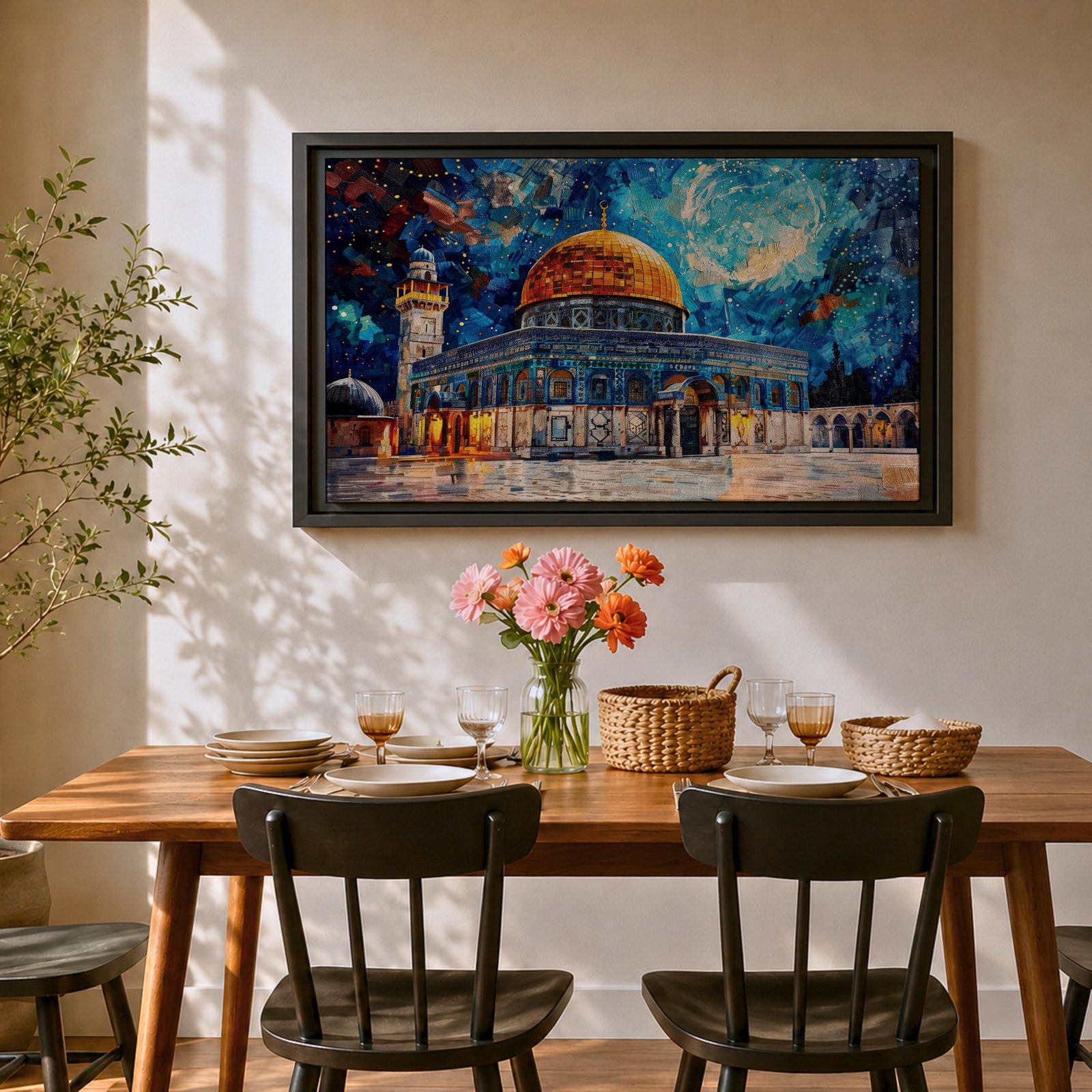 Dome of the Rock Wall Art Temple Mount Framed Canvas Islamic Architecture Home Decor