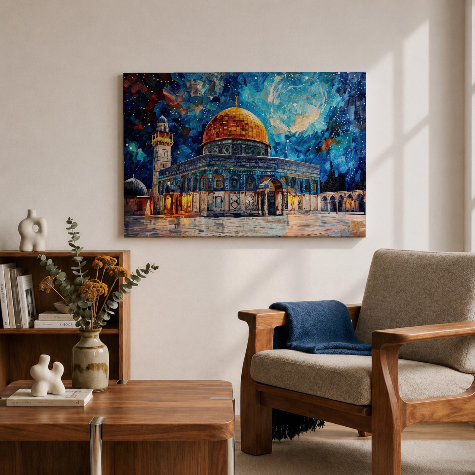 Dome of the Rock Wall Art Temple Mount Framed Canvas Islamic Architecture Home Decor